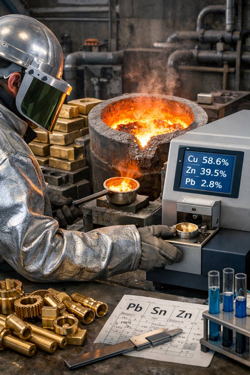 کنترل ترکیب شیمیایی و تصفیه مذاب در فرآیند ذوب برنج